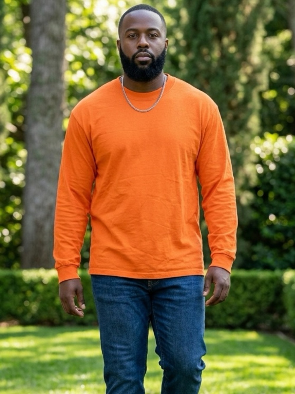 NWOT Harley-Davidson Unisex Oversized Orange Long Sleeve Blank Tee Shirt Size L